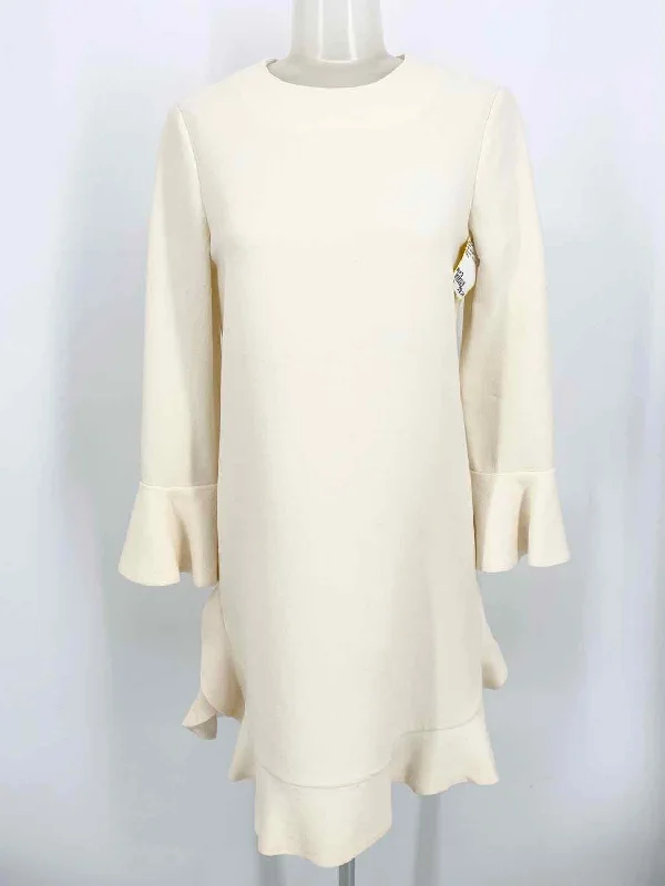 JILL STUART Women's Ivory Shift Wool Ruffled Size 2 Dress