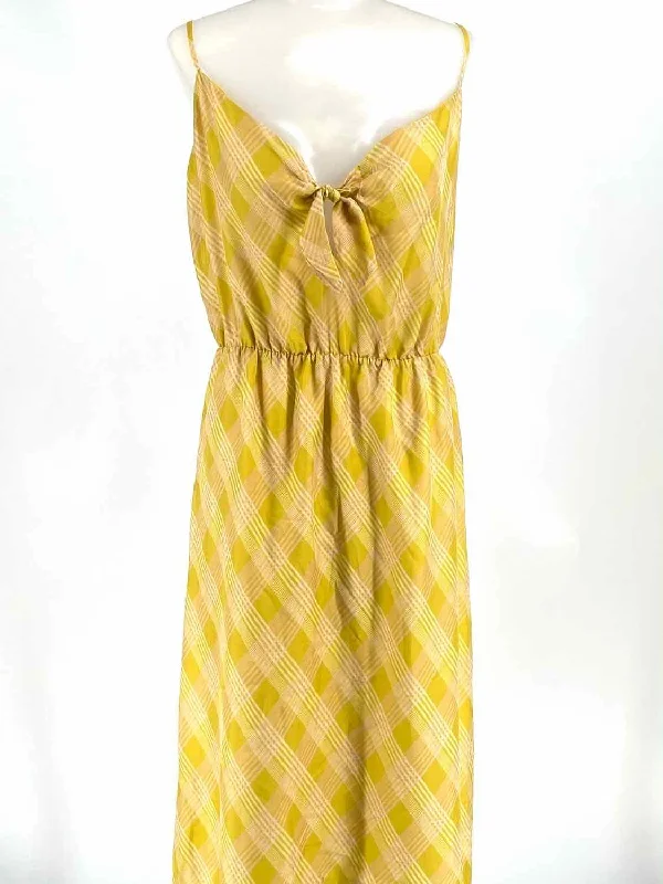 Joie Size M Chartreuse Sleeveless Silk Plaid Dress