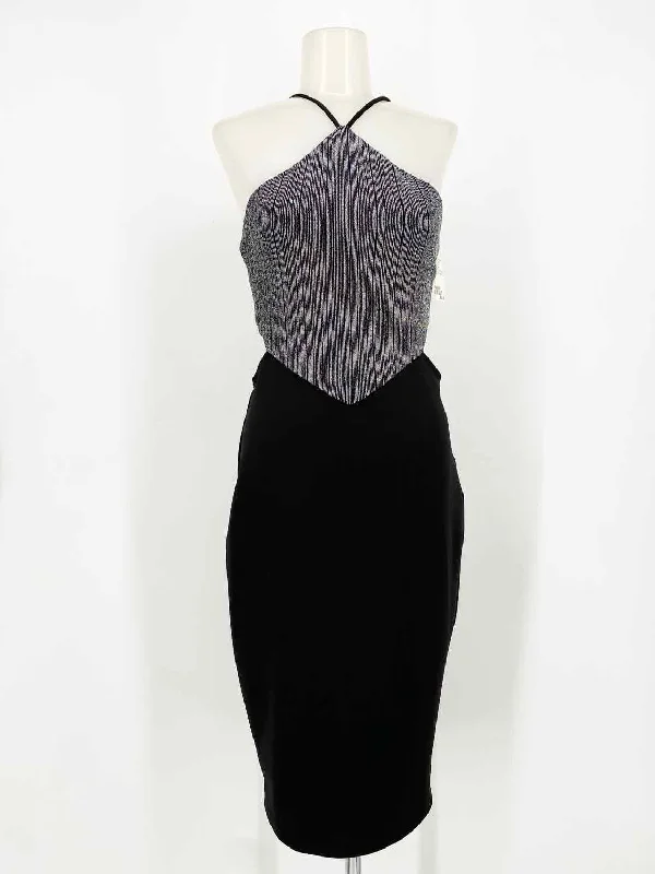 Jump Women's Silver/Black Cut-Out Metallic Date Night Size 5/6 Dress