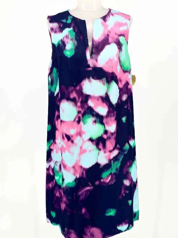 Kate Spade Navy/Pink/Green Sleeveless Viscose Watercolor Size 6 Dress