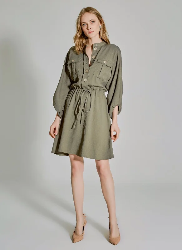 Khaki Buttoned Dress