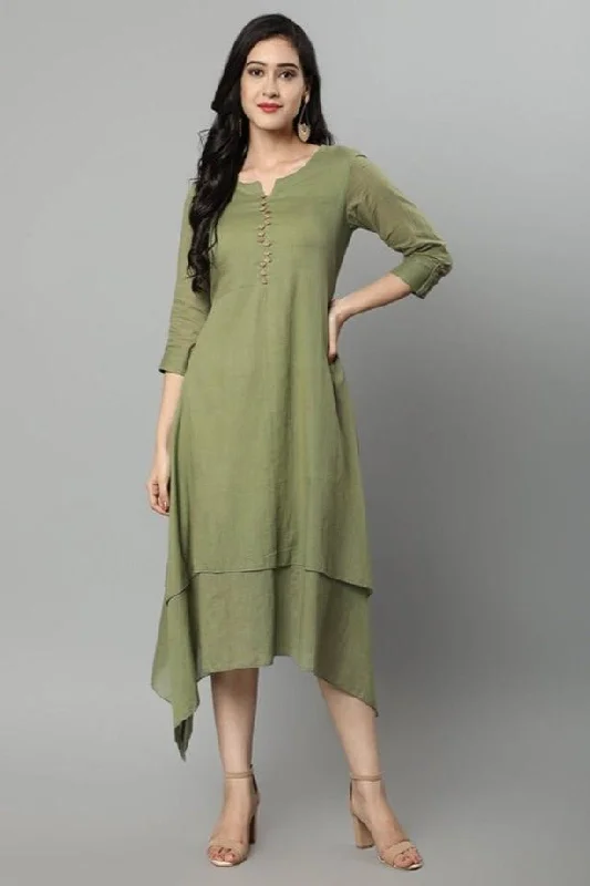 Khaki Mul Cotton Hunter Dress