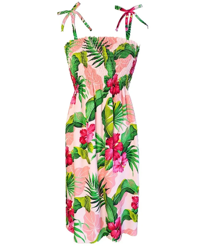 Knee Length Smock Tube-Top Hawaiian Dress