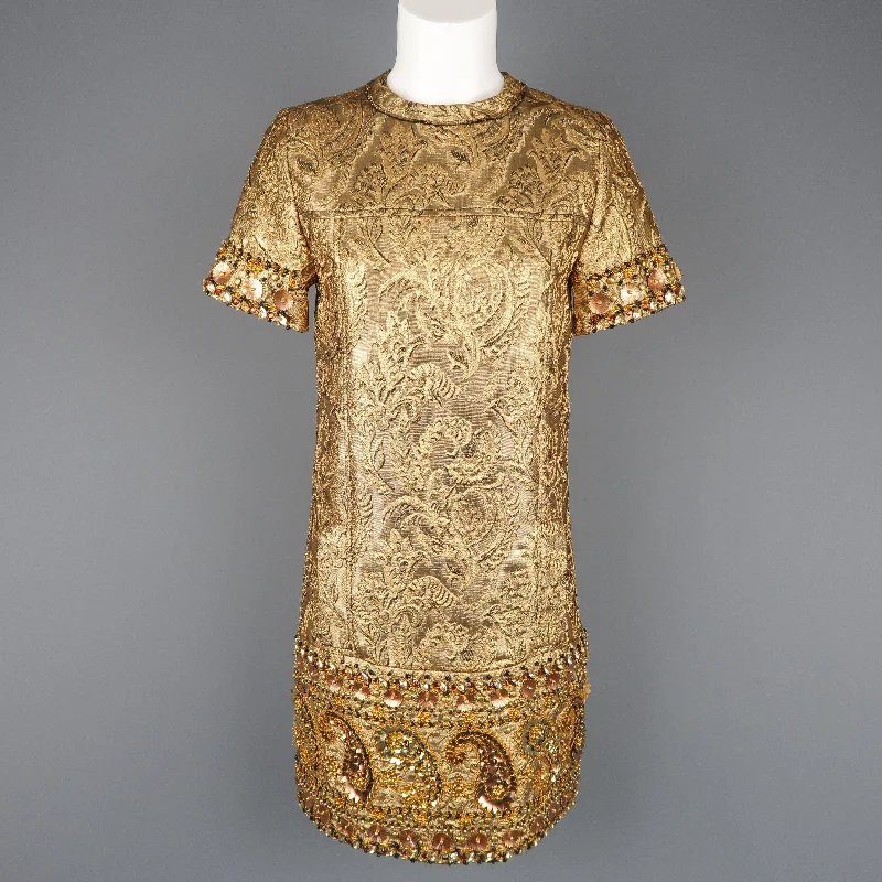 LANVIN Spring 2014 - Size 4 / FR 36 Metallic Gold Beaded Dress