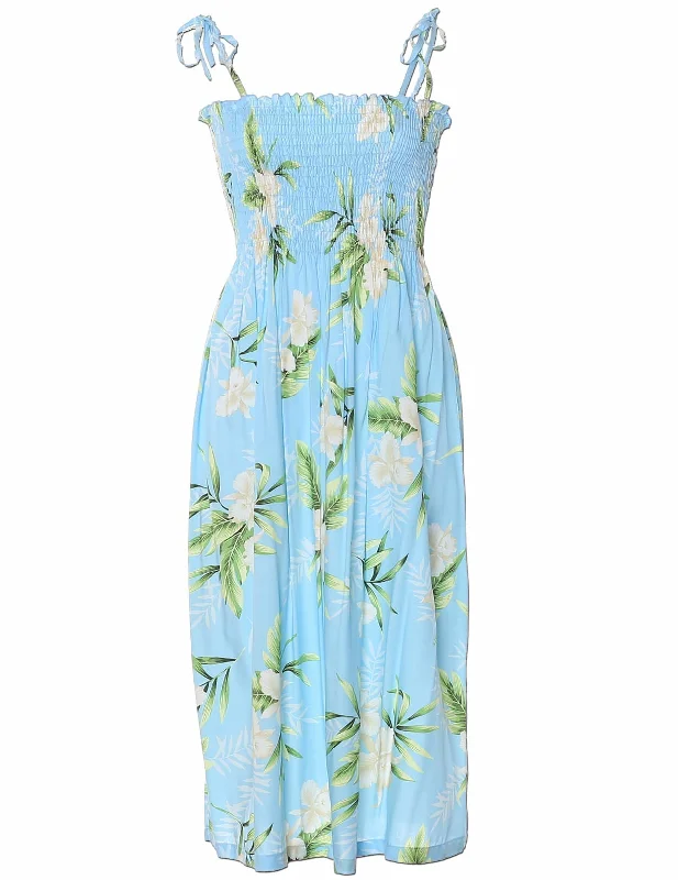 Light Sky Blue Smock Hawaiian Dress