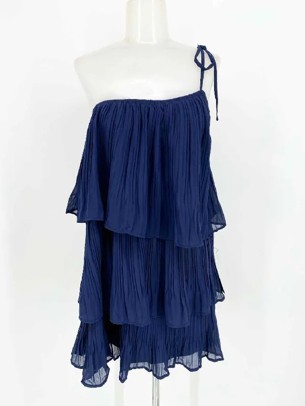 Lulus Women's Navy One Shoulder Tiered Recently Reduced Size M Dress