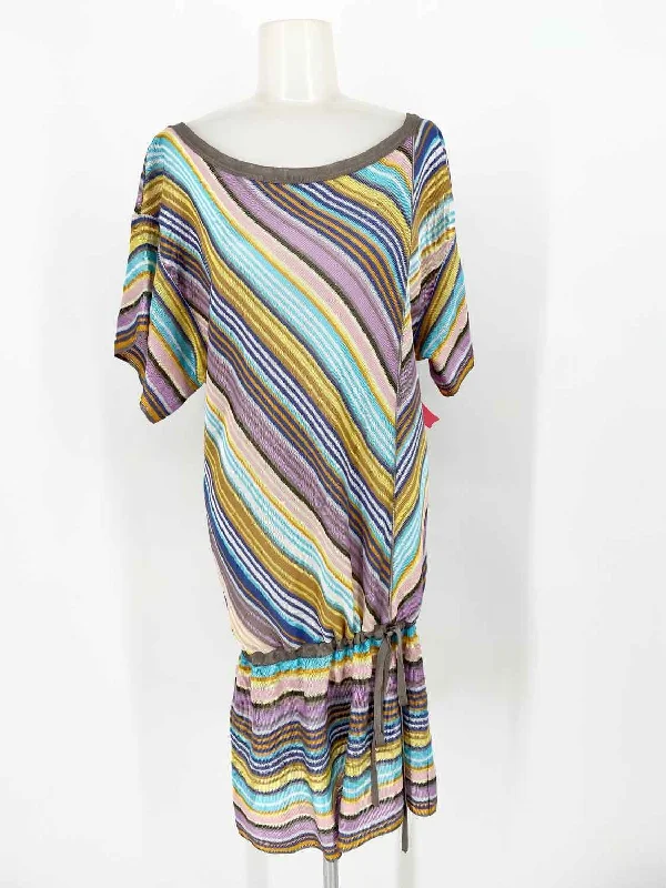 M MISSONI Women's Multi-Color Drop Waist Knit Chevron Italy Size 10 Dress