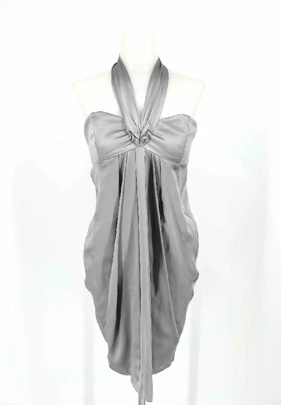 Mara Hoffman Women's Silver Halter Silk Date Night Size M Dress