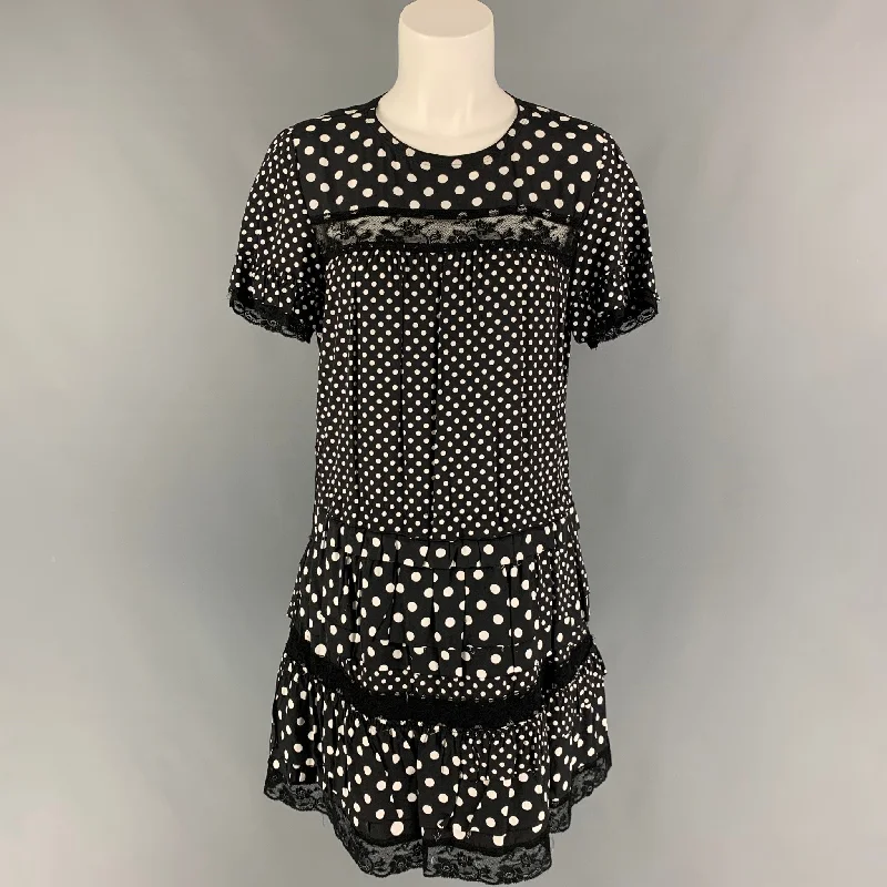 MARC by MARC JACOBS Size 2 Black White Polka Dot Viscose A-Line Dress