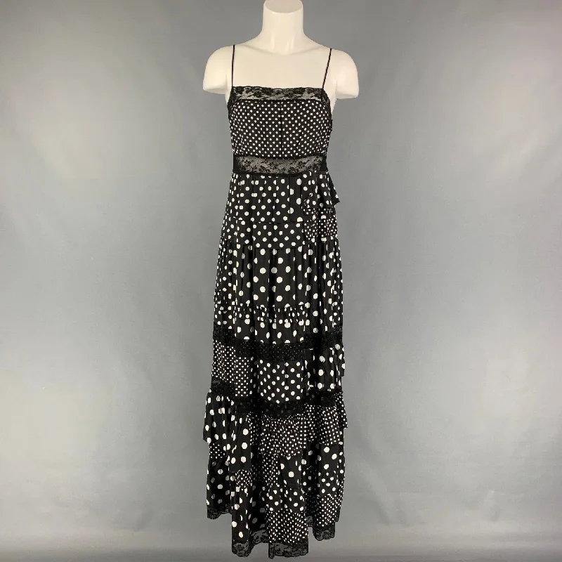 MARC by MARC JACOBS Size 2 Black White Viscose Polka Dot Spaghetti Straps Dress