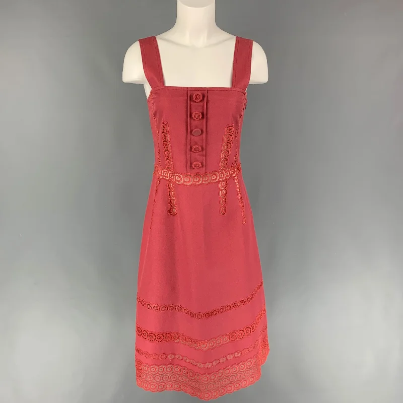 MARC JACOBS Size 6 Raspberry Cotton Eyelet A-Line Dress