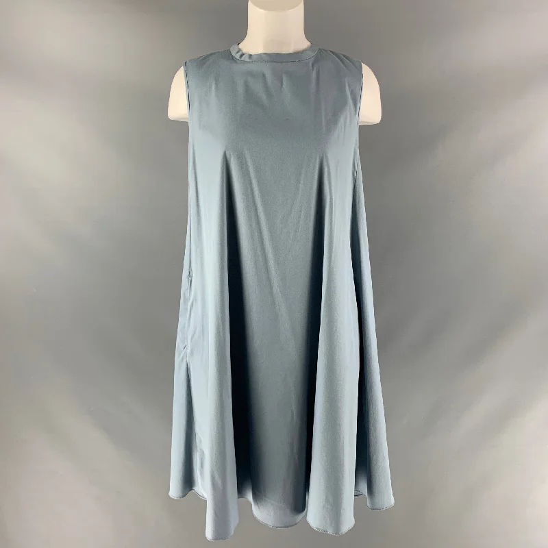 MAX MARA Size 6 Light Blue Cotton Blend Pleated A-Line Dress