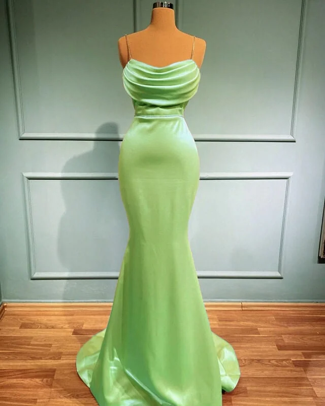 Mermaid Sage Green Spandex Dresses Cowl Neck