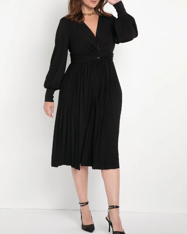 Mina Knot Front Dress | Black