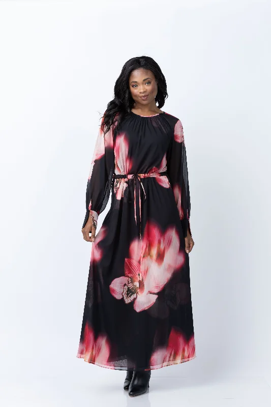 Misa Los Angeles Naomi Dress in Midnight Orchid Chiffon