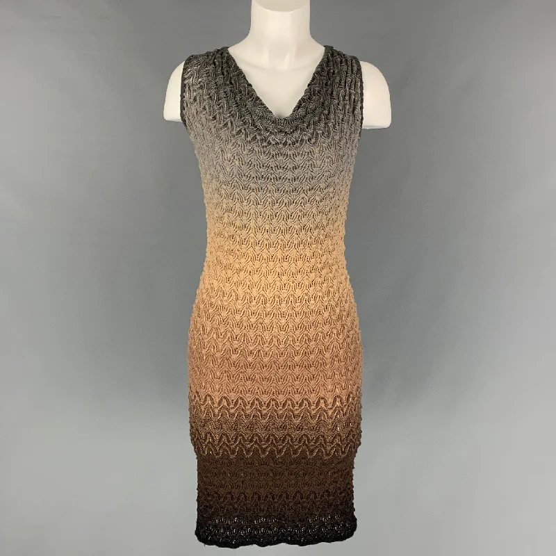 MISSONI Size 4 Grey Brown Polyester Ombre Sleeveless Dress