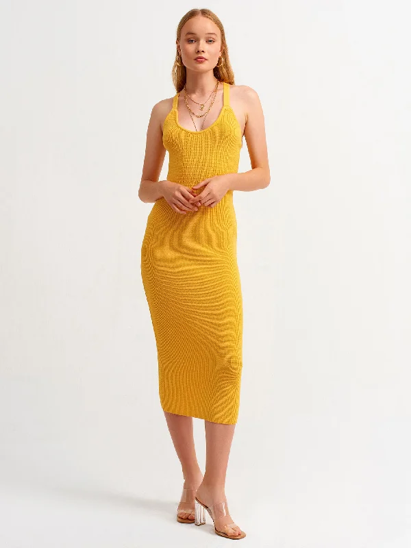 Mustard Open Back Dress