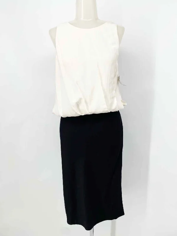 Nina Ricci Women's Ivory/Black Sleeveless Color Block Size 38/4 Dress