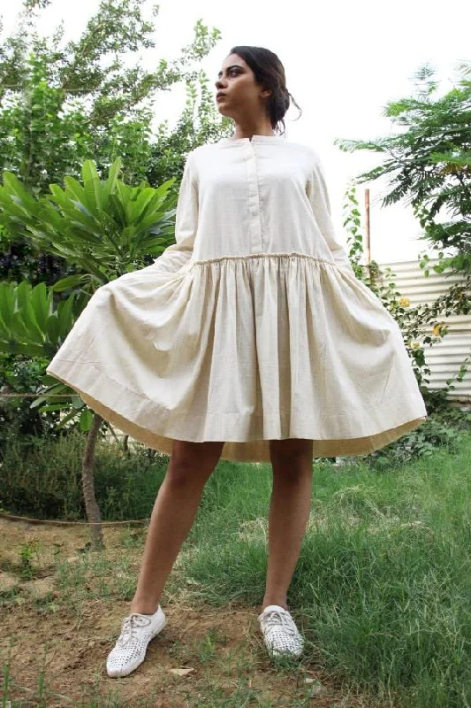 Off White Knee Length Tennis Dress