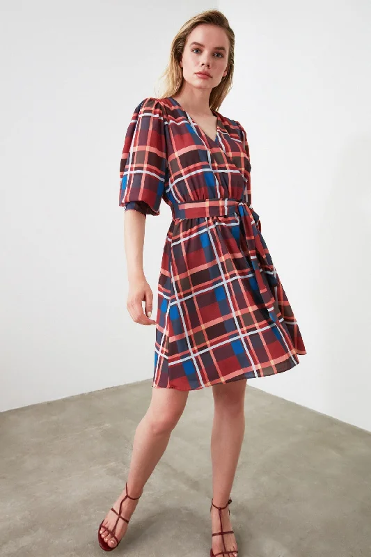 Plaid Belted Dress