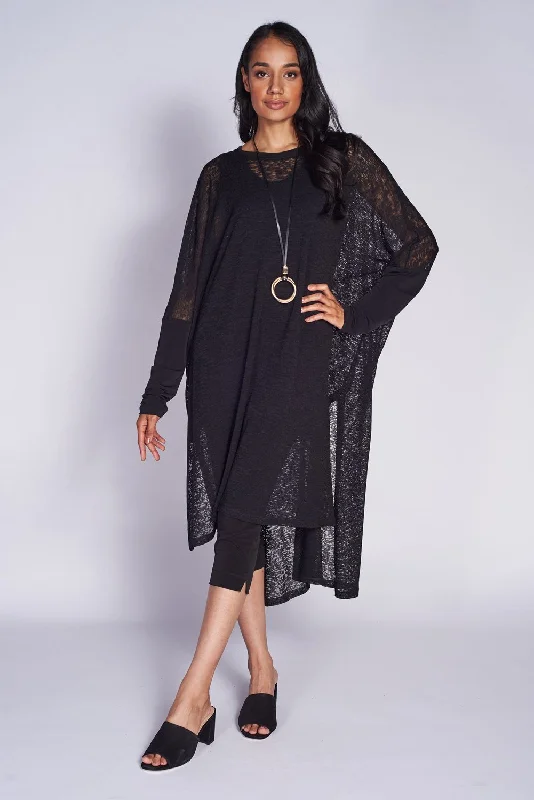 Poncho Dress Textured Mesh Knit