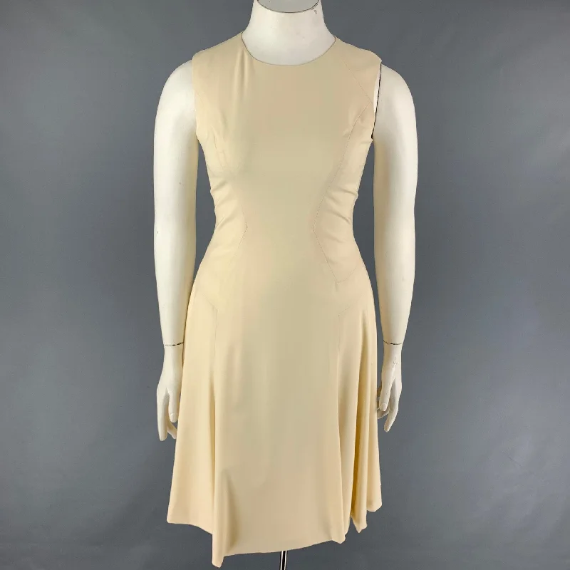 PRABAL GURUNG Size 10 Cream Wool A-Line Dress