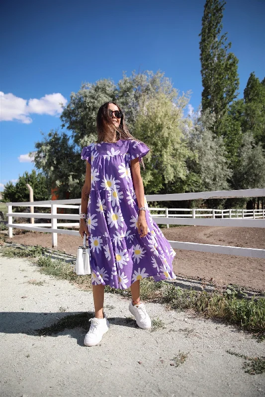 Purple Big Daisy Dress