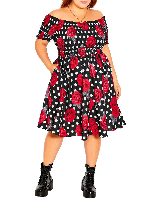 Cherie Polka Dot Pin Up Dress | Black / Red