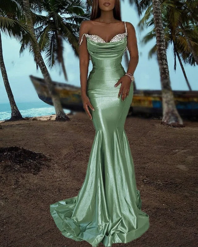 Sage Mermaid Sweetheart Formal Dresses