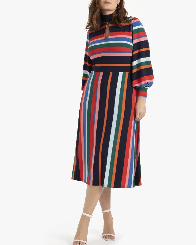 Sidney Puff Sleeve Dress | Rainbow Stripe