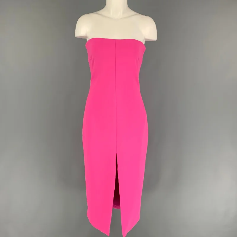 SOLANCE LONDON Pre-Fall 18 Size 4 Pink Polyester Strapless Dress