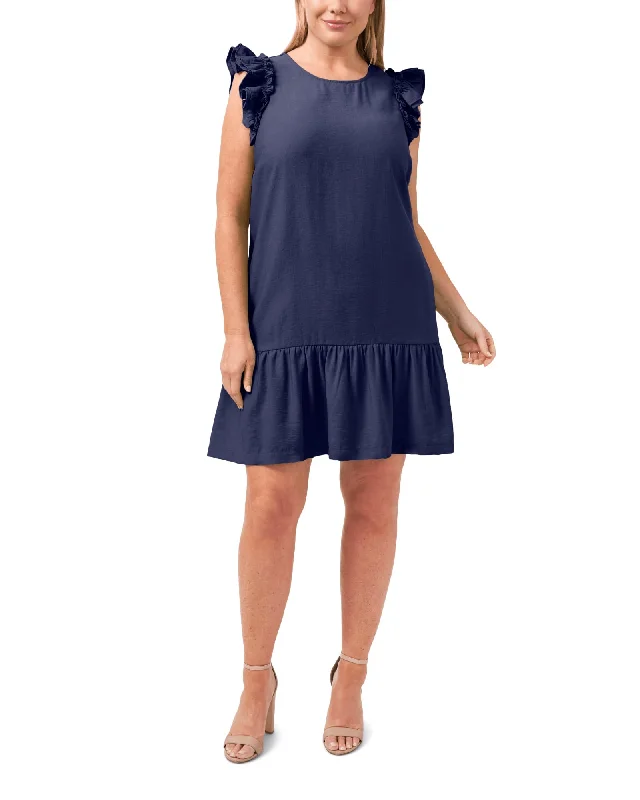 Penelope Flutter Sleeve Ruffle Dress | CLASSIC NAVY