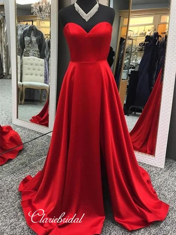 Strapless Satin Prom Dresses, Cheap Prom Dresses, New Prom Dresses