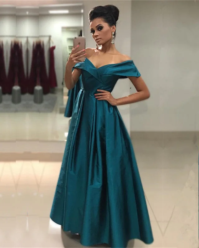 Glamorous V-neck Off Shoulder Evening Dresses With Slit