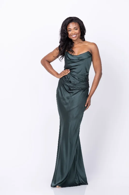 The Sei Cowl Bustier Gown in Hunter Green