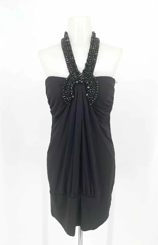 Tribute Women's Black Halter Beaded Date Night Size M Dress