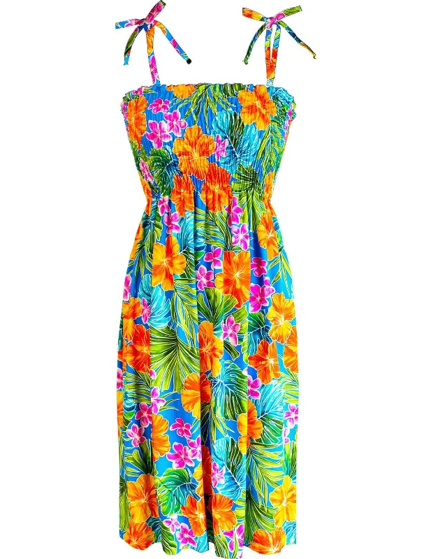 Tropical Paradise Smock Tube Top Dress