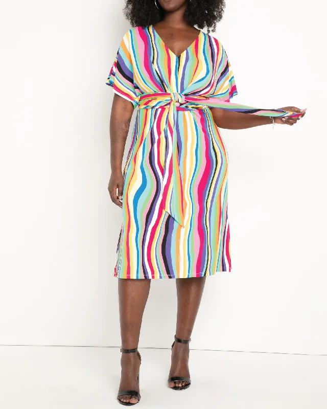 Tyra Striped Multi-Color Day Dress | Liquid Rainbow