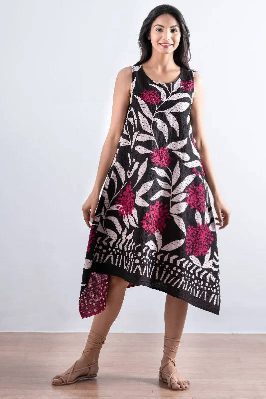 WHITE LEAF BBK KANTHA POINTY HEM DRESS - mb2415-blk -