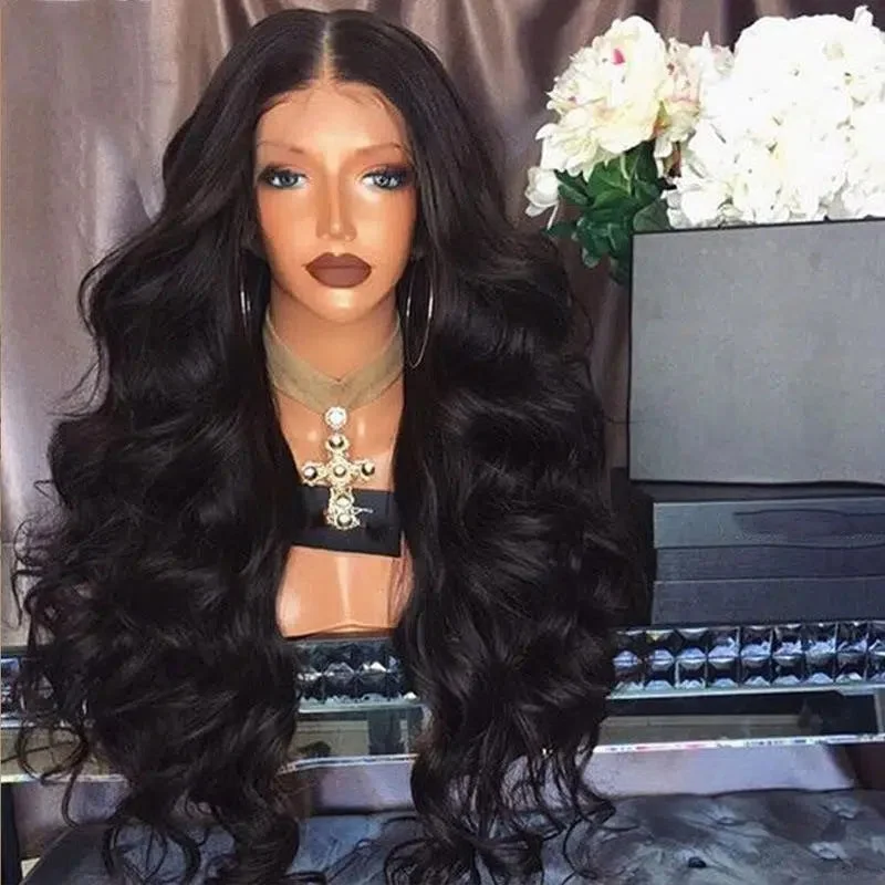 BLACK LONG CURLY WIG YV50107