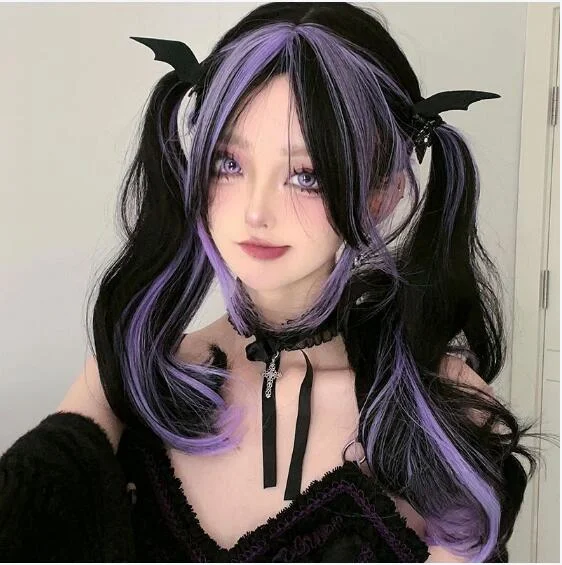 DYE PURPLE LONG CURLY WIG YV47461