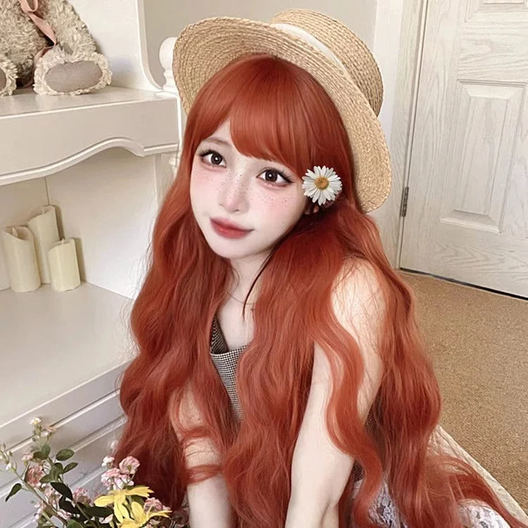 ORANGE LONG CURLY WIG  YV60084