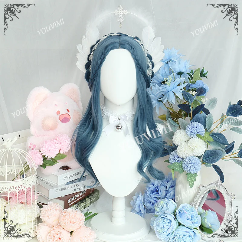 YOUVIMI Original Blue Long Curly Wig PL-2324A