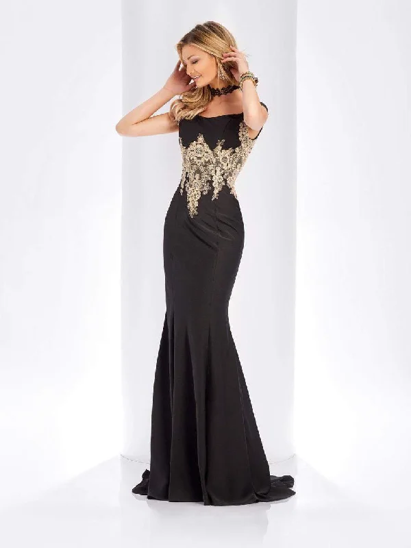 Clarisse Gilded Lace Off Shoulder Trumpet Gown - 1 pc Black In Size 8 Available