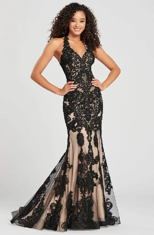 Colette By Daphne - CL12071SC Halter V-Neck Lace Mermaid Gown