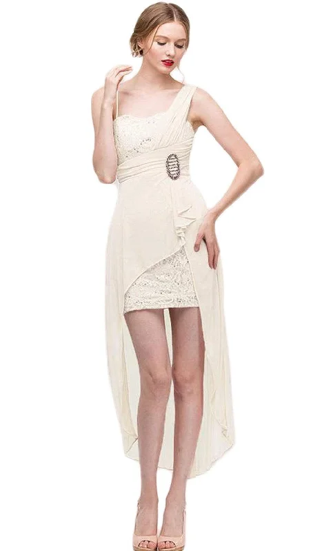 Eureka Fashion - 1921SC Chiffon Lace Short DressLong Back Dress