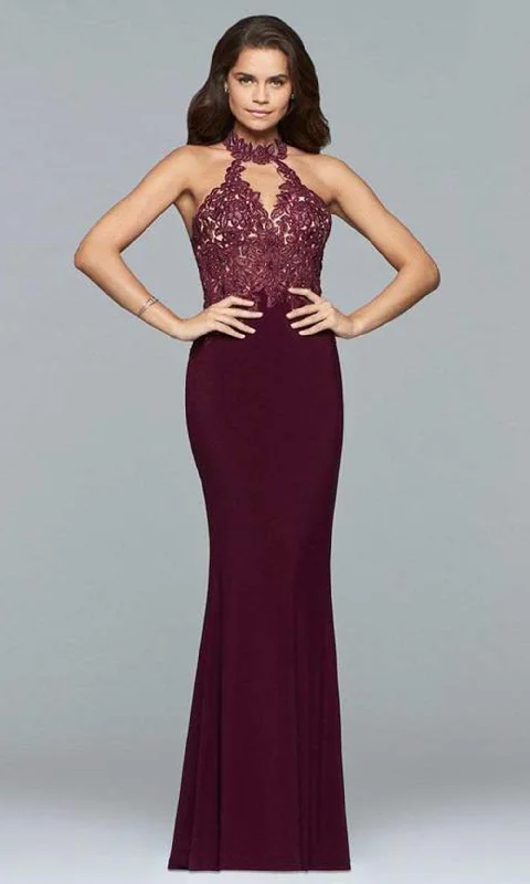 Faviana - Lace High Halter Sheath Dress 7750SC