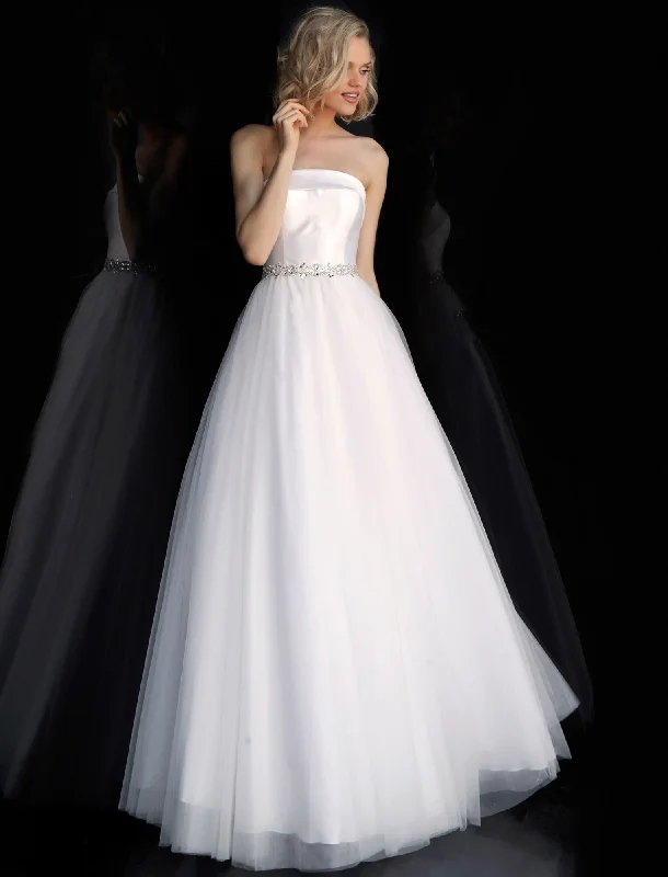 JVN by Jovani 66687 Off White Elegant Tulle Ballgown