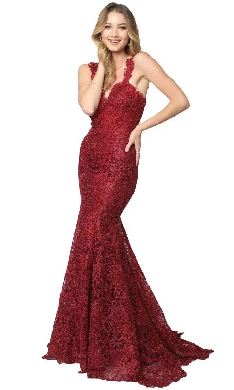 Nox Anabel - R216SC Sleeveless Wide Straps Lace Mermaid Gown