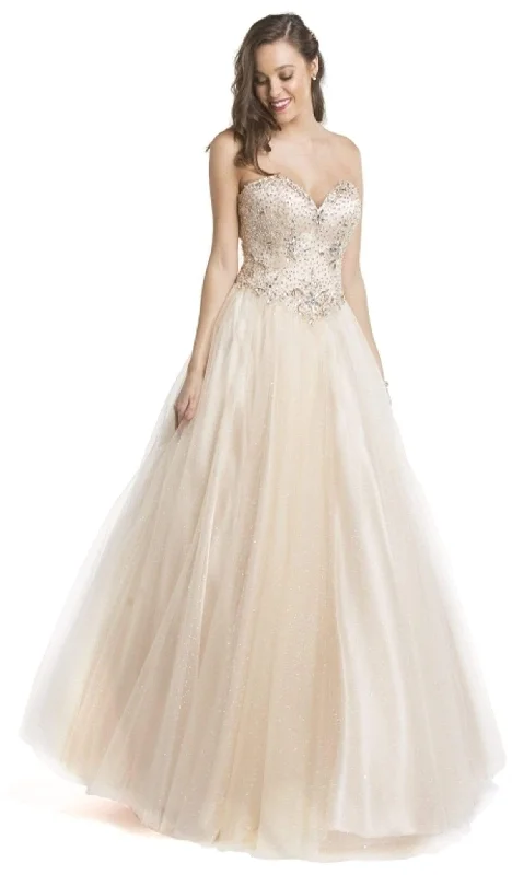 Trevi Collection L1534 - Strapless Sweetheart Glittered Tulle Gown